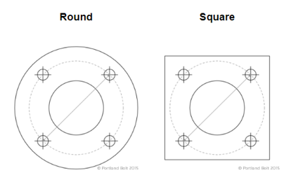 Diagram of anchor bolt templates.